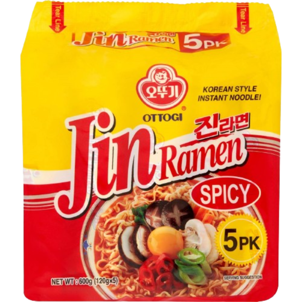 Ottogi Noodles Jin Ramen Spicy (5 Pack)