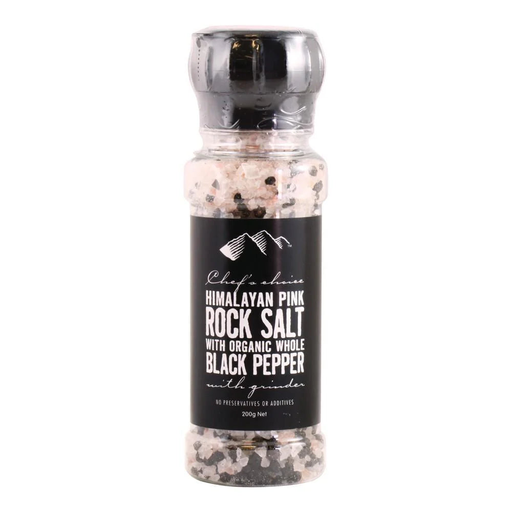 Himalayan Pink ROCK SALT with Organic Whole BLACK PEPPER